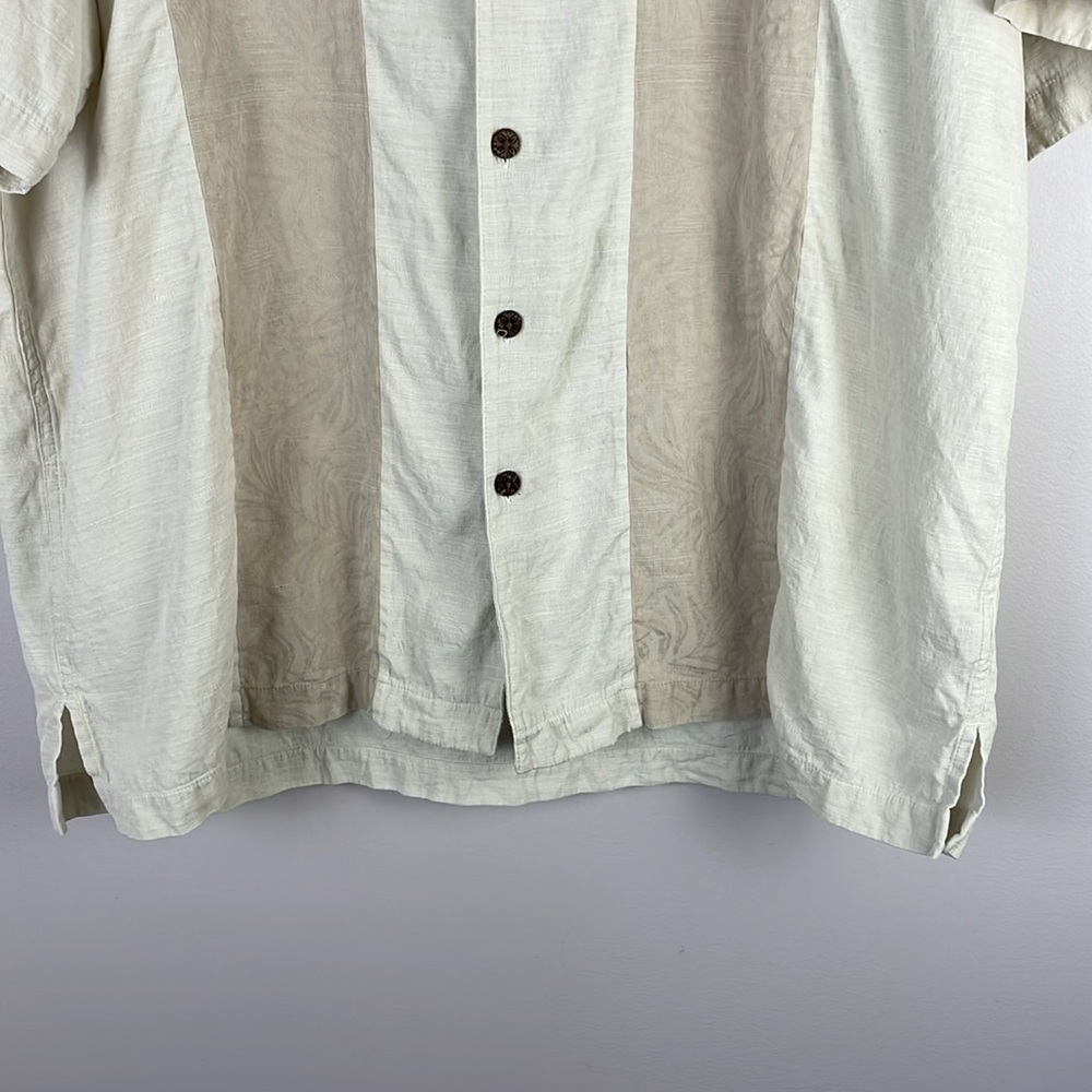 Caribbean Silk Blend Men Casual Short Sleeve Button Down Shirt SZ L Tan/Brown - Picture 3 of 11
